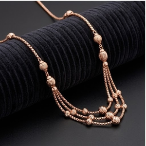 Collier en argent 925 italien plaqué or rose, perles superposées, élégant, longue chaîne, bijoux pour femmes, à porter en soirée - Product Image 4