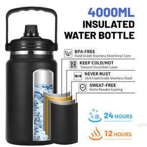 128OZ gallon chai nước với rơm 18/8 đôi tường growler thép không gỉ 4 lít chân không <span class=keywords><strong>Flask</strong></span> - Product Image 6
