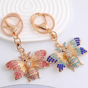 Porte-clés papillon en métal avec strass colorés, porte-clés papillon en cristal, porte-clés créatif incrusté de diamants - Product Image 5