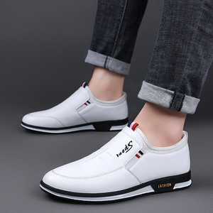 Men's Leather Loafers Round Toe Slip-On Anti-Slip <b>Rubber</b> Sole Business Casual Shoes - Product Image 4