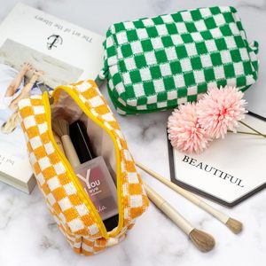 Custom Striped Fashion Cosmetic Bag with Zipper Closure Towel Material Washable Multi-functional Daily Storage Travel <b>Case</b> - Product Image 4