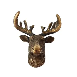 Wall Mounted Elk or Reindeer Stag's Head Bronze Bust