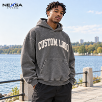 Hoodie surdimensionné gris délavé vintage personnalisé avec lettres appliquées, en coton épais, style streetwear, vente en gros, fabricant