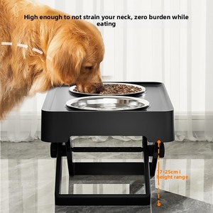 Mangkuk Makan Anjing Stainless Steel Anti Air, Tinggi, Model Double <span class=keywords><strong>Bowl</strong></span>, Dapat Disesuaikan, Untuk Anjing Besar, 12Pcs/Box - Product Image 3