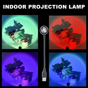 Lampe Coucher de Soleil, Projecteur de Lumière Colorée LED, Projecteur Lampe Coucher de Soleil 360 ° Rotatif avec prise USB - Product Image 5