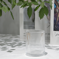 Tasse transparente personnalisée pour bar de fête à usage domestique vente en gros d'usine de tasse en verre résistant à la chaleur whisky classique en forme de rayure