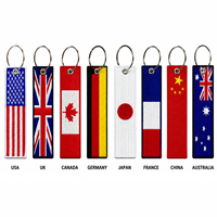 Porte-clés personnalisé brodé drapeau national, en tissu durable, pour souvenirs de voyage, sacs à dos, bagages et cadeaux promotionnels