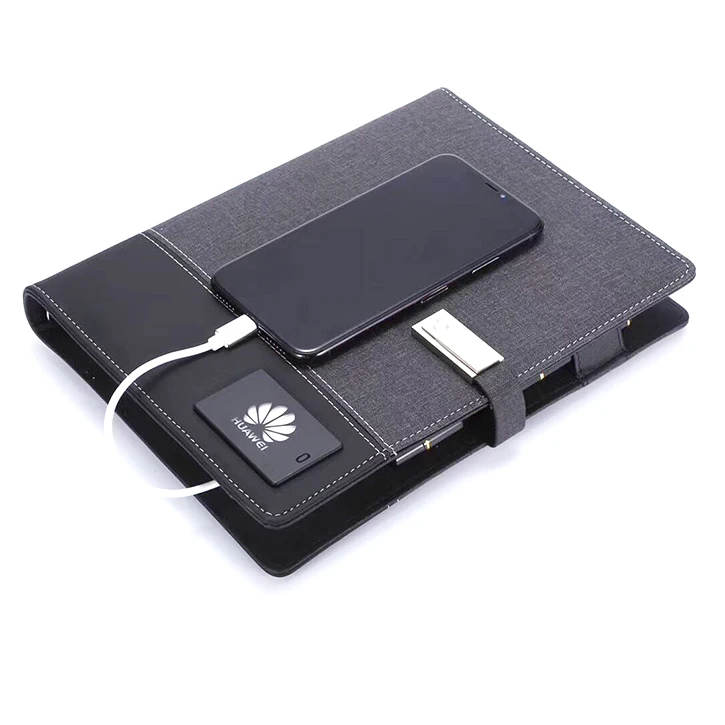 Promotional Notebook with Power bank and Built-in USB wireless charging notebook