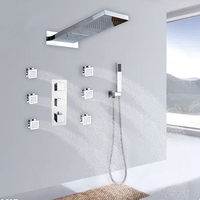 Système de douche thermostatique chromé avec bec de bain pivotant, jets de pulvérisation corporelle SPA, robinet de douche thermostatique – Vente en gros