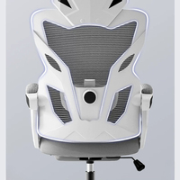 Chaise de bureau ergonomique respirante à dossier en maille ouverte avec appui-tête réglable et accoudoirs rabattables, siège pivotant à hauteur réglable