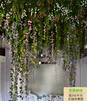 Décoration de plafond de restaurant, plante artificielle, décoration murale suspendue, vigne de rotin verte et fleur, simulation de plante verte, décoration de plafond