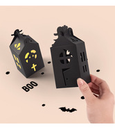 Kotak Hadiah Kardus Hitam Berongga Kreatif Khusus Halloween untuk Permen, Lilin, Bingkai Foto, Dompet