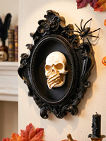 Ornement mural 3D squelette gothique sombre en relief, cadre noir, artisanat en résine, décoration murale artistique originale pour chambre, salon, maison