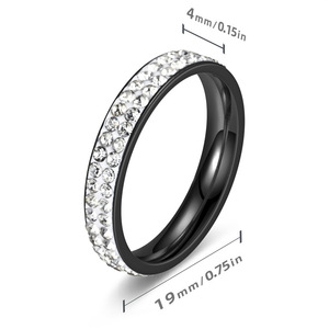 <b>Titanium</b> Steel <b>Ring</b> With Diamond Pave Setting For Wedding Unisex Fashion Jewelry - Product Image 4