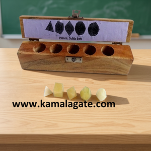 Juego de 5 Sólidos Platónicos de Aventurina Amarilla, Formas Geométricas de Cristal con Caja de Madera - Product Image 2