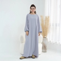 Robe Abaya Nida élégante et décontractée pour femme, style turc, avec manches bouffantes, longue et maxi