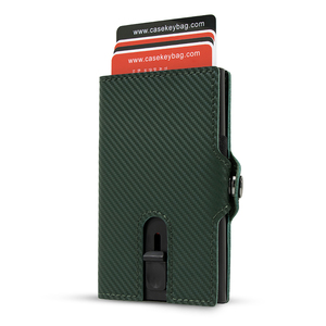 Casekey Real Leather Carbon Fiber <b>Wallet</b> Slim Minimalist Card Holder RFID Blocking Slide Button Slim <b>Smart</b> <b>Wallet</b> - Product Image 6