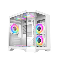 Boîtier d'ordinateur de jeu panoramique à trois côtés en verre 270° le plus populaire en 2024, boîtier de PC de jeu Micro ATX, cabinet d'ordinateur de jeu