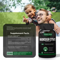 Cápsulas de Citrato de Magnesio Vegano de Marca Blanca para Adultos, 400 mg/500 mg, Complejo Triple de Magnesio, Glicinato de Magnesio, Malato de Citrato