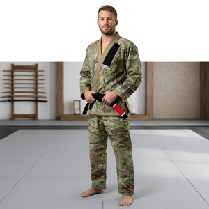 Freandy Sports <b>Men's</b> Camouflage BJJ <b>Kimono</b> 100% Polyester Breathable Regular Fit Martial Arts Wear Logo Customized 420g In-Stock - Product Image 2