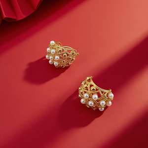 Champ de uggood brass และ zicron eardrops พร้อมไข่มุกฝังทันสมัยเครื่องประดับหูสำหรับธุรกิจนอกสถานที่ - Product Image 1