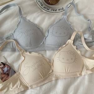 <span class=keywords><strong>Victoria</strong></span> Femmes Confortable Dessin Animé Petite Poitrine Soutiens-Gorge Doux Dentelle Respirant Anti-Affaissement Sans Fil Personnalisé Coupe Tissé Tissage - Product Image 3