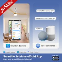Ventilateur de plafond intelligent 1stshine avec commande vocale par application Wifi, pales en bois massif, télécommande innovante et éclairage LED