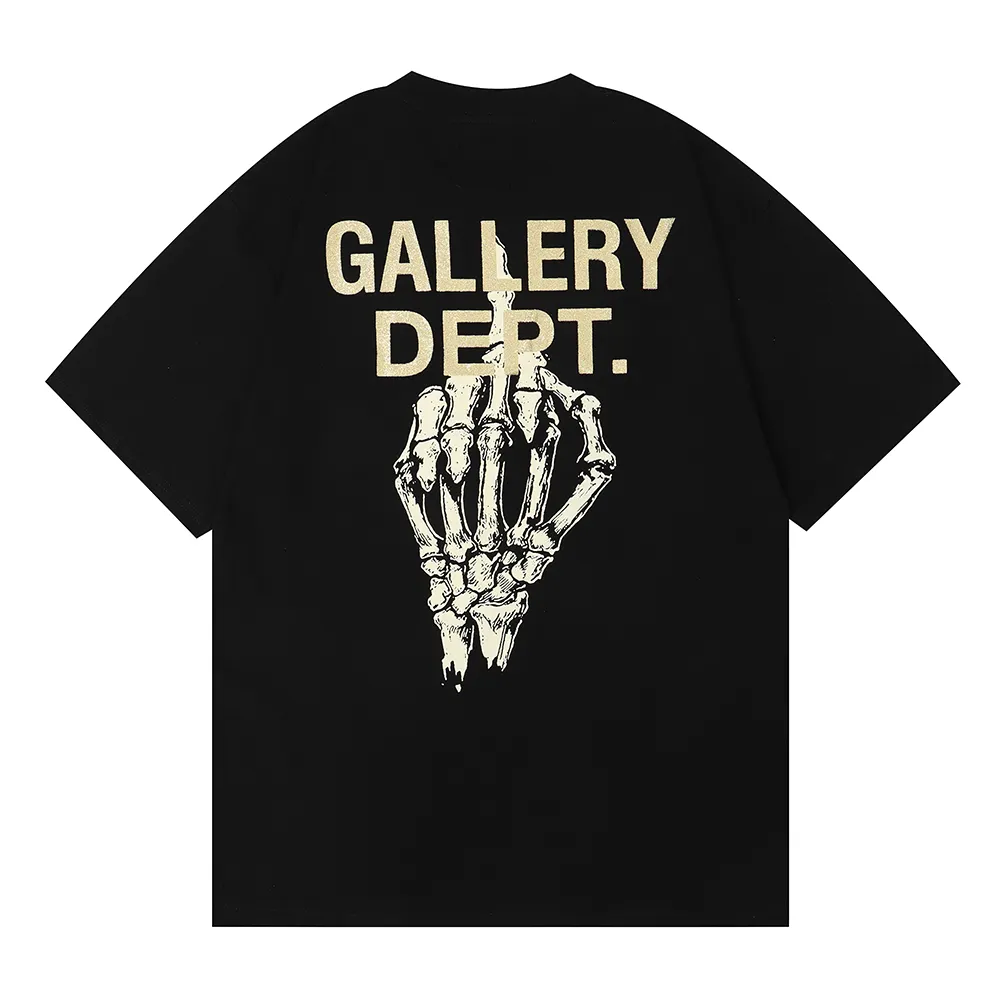 High quality wholesale trend fashion Gallery DEPT bronzing letters skull hand bone print men's t-shirt cotton sports shirt men's