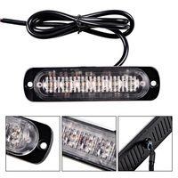 Barre lumineuse LED haute intensité ambre clignotante 12V, feux d'avertissement pour calandre, étanche IP65, 6 LED, 120 lumens pour voitures et camions