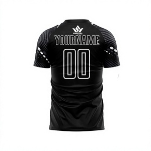 Camiseta de Fútbol Personalizada para Hombre SPARKWELL, Negra, con Estampado Sublimado, Absorbente de Humedad, Ajustada, Manga Corta, para Adultos, 100% Algodón - Product Image 1