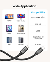 Kabel Prime Thunderbolt 5 dengan Selubung PVC, Transfer Data 80Gbps, Pengisian Daya 240W, Kompatibel dengan Thunderbolt 4/3 120Gbps