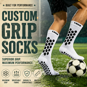 Custom Logo Grip Crew <b>Socks</b> for Football Men with Low MOQ and Free Samples - Product Image 1