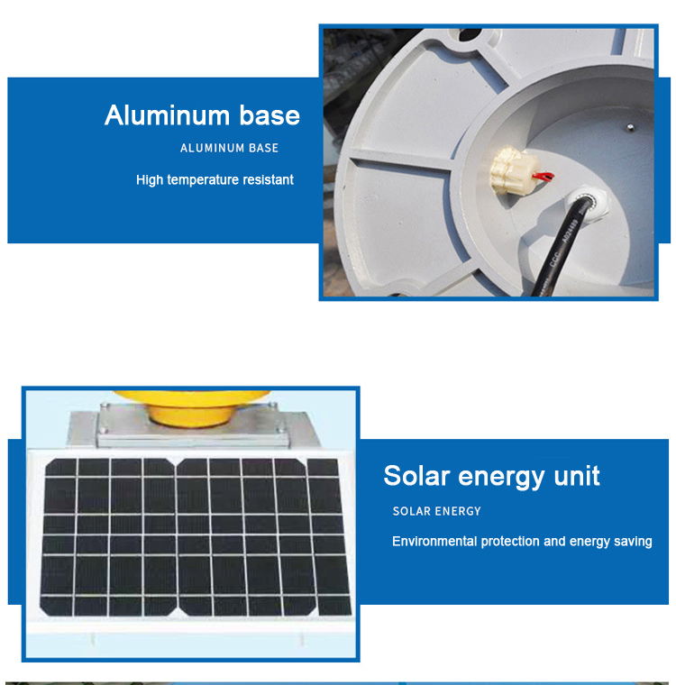 Low Intensity Solar Powered Aircraft Warning Lights 360 Degree Beam Angle
