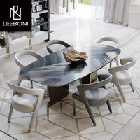 Prix de gros Salle à manger familiale de luxe design italien table en marbre avec 6 chaises meubles de maison