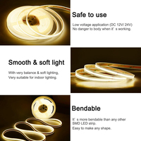 Tira de Luz LED COB Flexible para Exteriores de Silicona Sólida de Alta Densidad de 8 mm, 24 V, 480 LED por Metro, Resistente al Agua IP67 IP68, 50 m