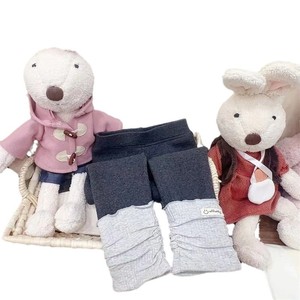 Tongxingyuan Girls Fleece Lined Thick Leggings Solid Color Knitted Autumn Winter Pants For Kids - Product Image 5