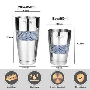 Tùy chỉnh Hoàng Gia mô hình retro SS304 Martini Bar bartender lắc <span class=keywords><strong>Shaker</strong></span> Mug đặt tin trên tin trọng 18/28oz Boston Cocktail <span class=keywords><strong>Shaker</strong></span> - Product Image 3