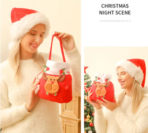 Sac de Noël pour enfants, sac cadeau de Noël, sac à bonbons, chaussette de Noël, sac de Noël exquis avec motif de Père Noël et pomme, cadeaux promotionnels publicitaires OEM de Noël - Product Image 2
