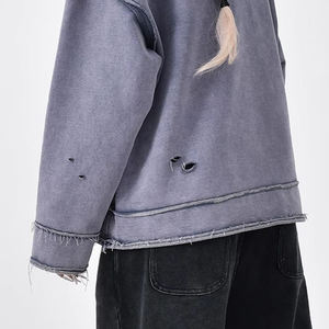 Sweat-shirts et t-shirts streetwear pour femmes OEM, design personnalisé, 100% coton tricoté, écologique, vintage, surdimensionné, col rond, manches longues - Product Image 2