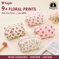 Pochette de maquillage en polyester matelassé à imprimé floral avec fermeture éclair, organiseur de toilette rembourré pour femmes et filles