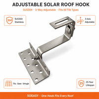 Crochet double réglable en acier inoxydable SOEASY pour système de montage de panneaux solaires sur toit en tuiles, structure de support pour panneaux photovoltaïques