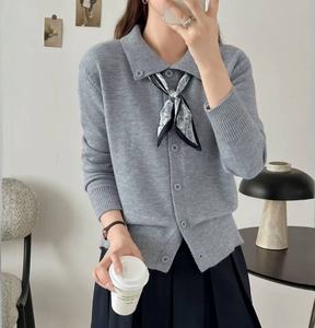 Nouveau <span class=keywords><strong>cardigan</strong></span> en tricot pour femme, design à col rabattu, simple boutonnage, décontracté, polyvalent, <span class=keywords><strong>cardigan</strong></span> uni pour femme, pull-over - Product Image 3