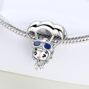 In-stock white copper paraglider <b>beaded</b> <b>bracelet</b>, personalized creative fashion DIY <b>bracelet</b> accessory pendant for women - Product Image 4