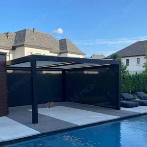Aluminium-Pergola mit Schwarzen Rollos für Gartendekoration Außenbereiche Einfach zu Montieren und Pulverbeschichteter Rahmen - Product Image 5