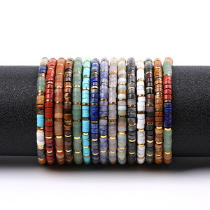 Pulsera de Cuentas Planas de 4mm de <span class=keywords><strong>Jaspe</strong></span> Rojo, Cuarzo Rosa, Aventurina Verde y Lapislázuli, Trenzada a Mano, Directo de Fábrica - Product Image 1