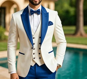 Nouveau <span class=keywords><strong>Costume</strong></span> <span class=keywords><strong>Homme</strong></span> <span class=keywords><strong>3</strong></span> <span class=keywords><strong>Pièces</strong></span> Ivoire Bourgogne Coupe Slim Blazer Gilet Pantalon Tenue de Mariage Tuxedo pour Marié Costumes de Soirée d'Affaires pour Hommes - Product Image 3