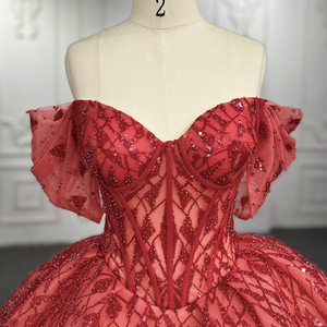 <b>Red</b> Sequins <b>Bow</b> Off Shoulder Bridal Gowns for Evening Dress Jancember 9936-1 - Product Image 5