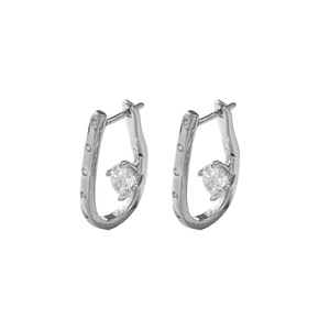 Pendientes de Aro en Forma de U, Aleación de Cobre Blanco Dorado, Diseño de Flor con Circonita, Regalo, Joyería de Moda - Product Image 5