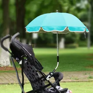 360 Grad verstellbarer Sonnenschutz Kinderwagen Regenschirm Kinderwagen klemme Sonnenschirm Anti UV Wasserdicht Hochwertige Pink Blau 2St