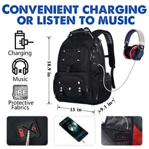 Mochila de negocios de moda personalizada, bolsa de ordenador Usb portátil antirrobo para exteriores de gran capacidad, hecha principalmente para uso escolar Oxford Pu - Product Image 2